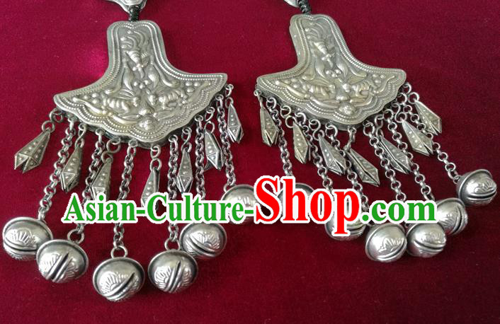 China Traditional Cheongsam Wedding Ear Accessories Ethnic Woman Silver Bells Tassel Earrings China Traditional Cheongsam Wedding Ear Accessories Ethnic Woman Silver Bells Tassel Earrings