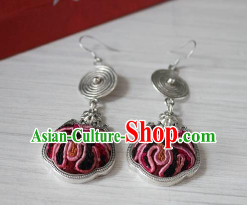 China Handmade Guizhou Hmong Ethnic Silver Earrings Traditional Miao Nationality Ear Accessories China Handmade Guizhou Hmong Ethnic Silver Earrings Traditional Miao Nationality Ear Accessories