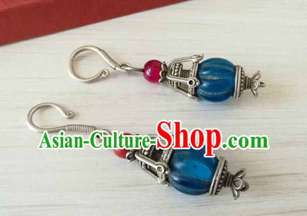 China Handmade Ancient Court Silver Earrings Traditional Qing Dynasty Imperial Concubine Ear Accessories China Handmade Ancient Court Silver Earrings Traditional Qing Dynasty Imperial Concubine Ear Accessories