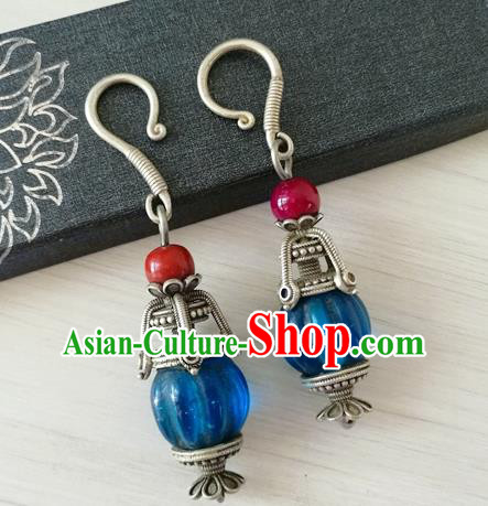 China Handmade Ancient Court Silver Earrings Traditional Qing Dynasty Imperial Concubine Ear Accessories China Handmade Ancient Court Silver Earrings Traditional Qing Dynasty Imperial Concubine Ear Accessories