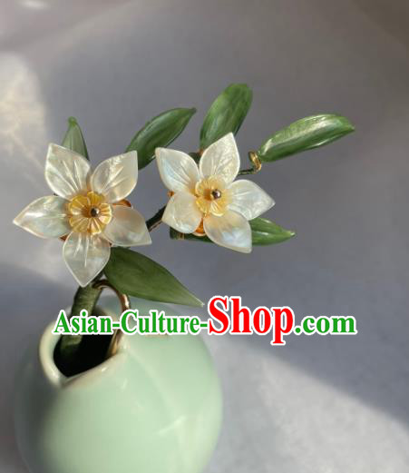 Chinese Traditional Hanfu Hair Accessories Ancient Princess Shell Daffodil Hairpin