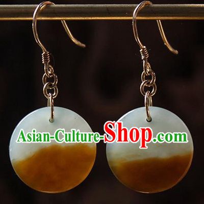China Traditional Cheongsam Jade Ear Accessories Handmade National Woman Earrings