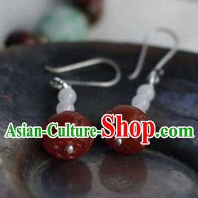 China Handmade National Agate Earrings Traditional Cheongsam Ear Accessories