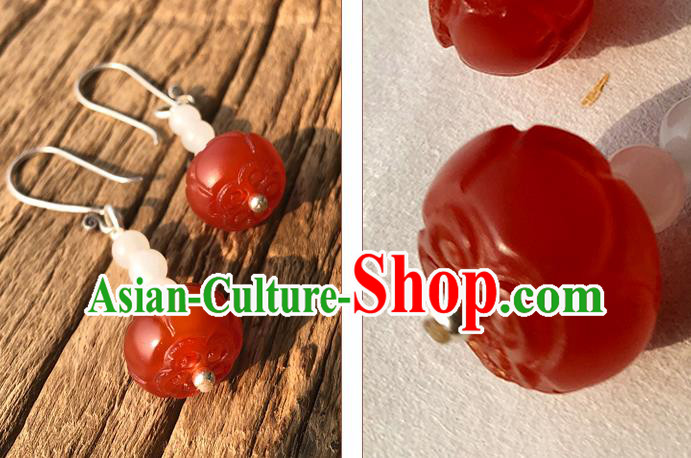 China Handmade National Agate Earrings Traditional Cheongsam Ear Accessories China Handmade National Agate Earrings Traditional Cheongsam Ear Accessories