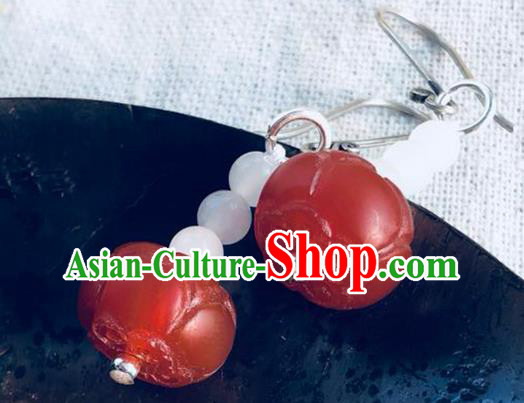 China Handmade National Agate Earrings Traditional Cheongsam Ear Accessories China Handmade National Agate Earrings Traditional Cheongsam Ear Accessories