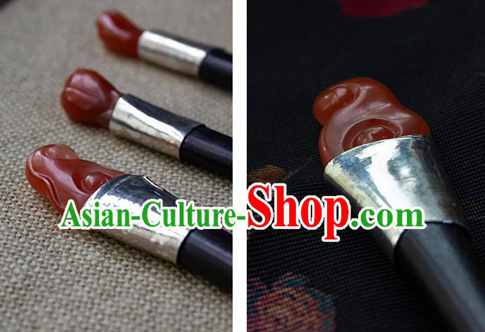 Chinese Traditional Cheongsam Agate Hairpin National Hair Accessories Handmade Ebony Hair Stick Chinese Traditional Cheongsam Agate Hairpin National Hair Accessories Handmade Ebony Hair Stick