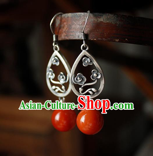 China Handmade National Agate Bead Earrings Traditional Cheongsam Silver Cloud Jewelry China Handmade National Agate Bead Earrings Traditional Cheongsam Silver Cloud Jewelry
