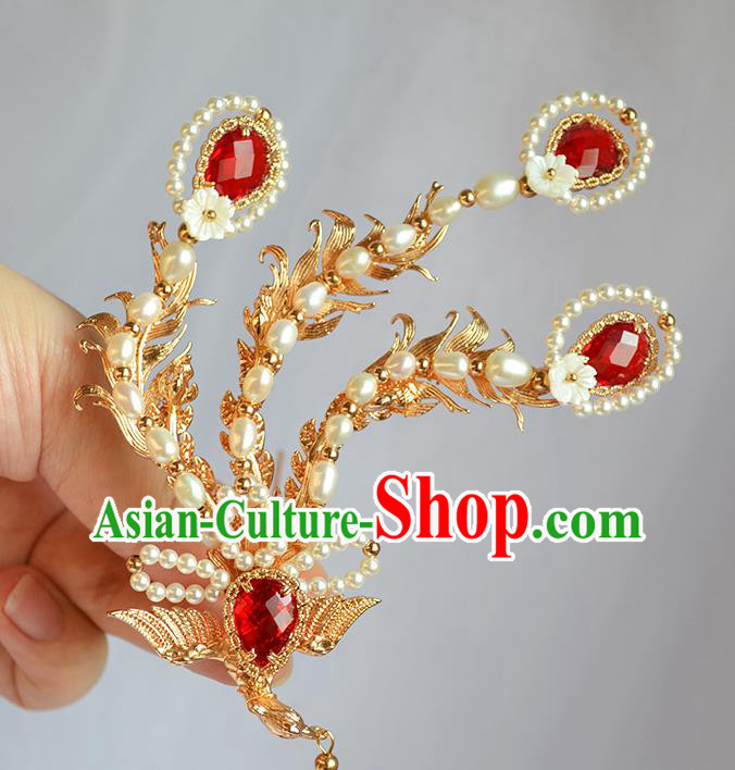 Chinese Traditional Hair Accessories Ancient Ming Dynasty Empress Pearls Phoenix Hairpin Chinese Traditional Hair Accessories Ancient Ming Dynasty Empress Pearls Phoenix Hairpin
