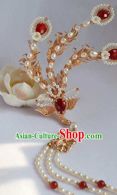 Chinese Traditional Hair Accessories Ancient Ming Dynasty Empress Pearls Phoenix Hairpin Chinese Traditional Hair Accessories Ancient Ming Dynasty Empress Pearls Phoenix Hairpin