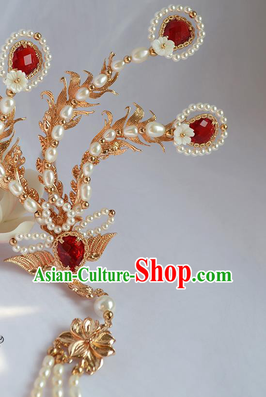 Chinese Traditional Hair Accessories Ancient Ming Dynasty Empress Pearls Phoenix Hairpin Chinese Traditional Hair Accessories Ancient Ming Dynasty Empress Pearls Phoenix Hairpin