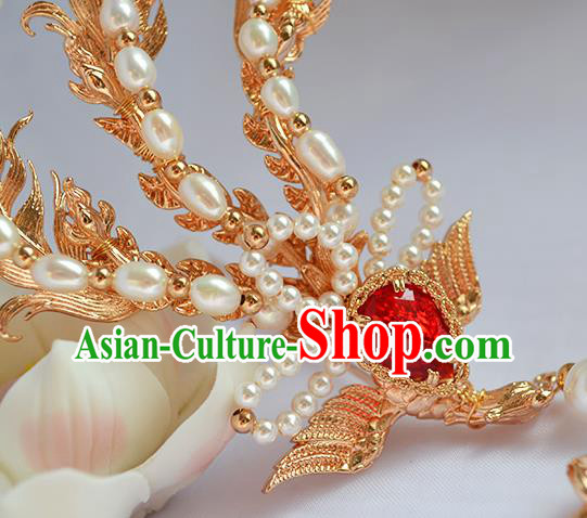Chinese Traditional Hair Accessories Ancient Ming Dynasty Empress Pearls Phoenix Hairpin Chinese Traditional Hair Accessories Ancient Ming Dynasty Empress Pearls Phoenix Hairpin