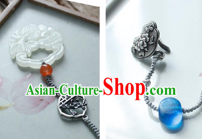 Handmade Chinese Silver Brooch Traditional Jewelry Accessories Classical Cheongsam Jade Pendant Handmade Chinese Silver Brooch Traditional Jewelry Accessories Classical Cheongsam Jade Pendant
