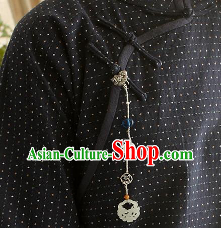 Handmade Chinese Silver Brooch Traditional Jewelry Accessories Classical Cheongsam Jade Pendant Handmade Chinese Silver Brooch Traditional Jewelry Accessories Classical Cheongsam Jade Pendant