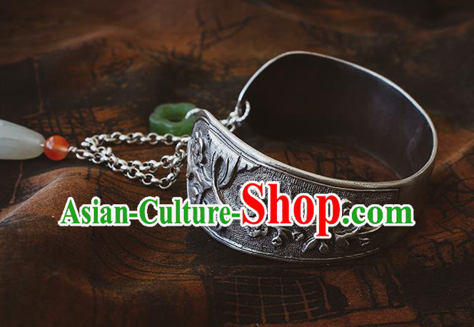 Handmade Chinese Silver Carving Bracelet Traditional Wristlet Accessories Classical Cheongsam Jewelry Handmade Chinese Silver Carving Bracelet Traditional Wristlet Accessories Classical Cheongsam Jewelry