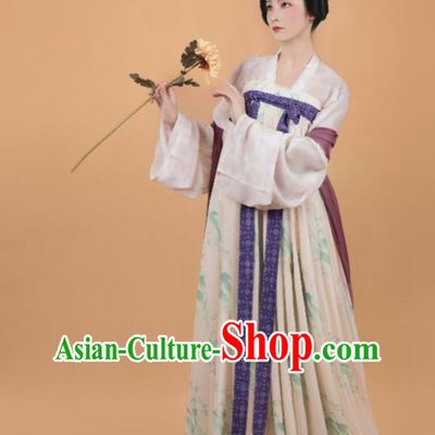 China Ancient Tang Dynasty Palace Lady Historical Costumes Traditional Hanfu Dress Clothing Complete Set