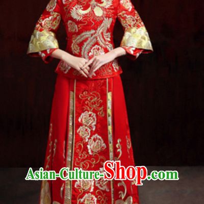 Top Chinese Classical Embroidered Phoenix Wedding Dresses