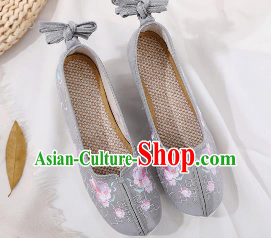 China Traditional Embroidered Hanfu Shoes Ancient Princess Shoes Handmade Grey Cloth Shoes China Traditional Embroidered Hanfu Shoes Ancient Princess Shoes Handmade Grey Cloth Shoes