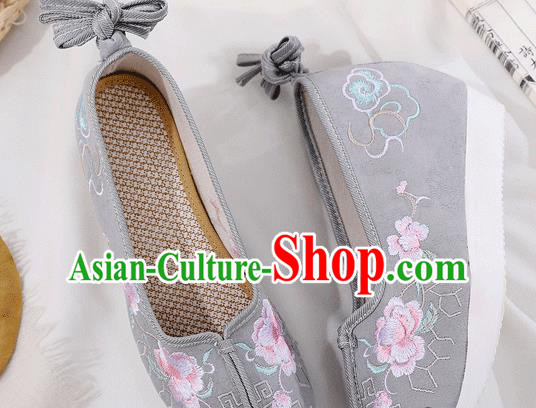 China Traditional Embroidered Hanfu Shoes Ancient Princess Shoes Handmade Grey Cloth Shoes China Traditional Embroidered Hanfu Shoes Ancient Princess Shoes Handmade Grey Cloth Shoes