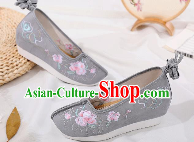 China Traditional Embroidered Hanfu Shoes Ancient Princess Shoes Handmade Grey Cloth Shoes China Traditional Embroidered Hanfu Shoes Ancient Princess Shoes Handmade Grey Cloth Shoes