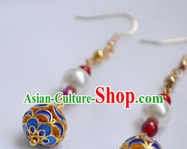 China Classical Cheongsam Ear Accessories Traditional Ming Dynasty Cloisonne Earrings China Classical Cheongsam Ear Accessories Traditional Ming Dynasty Cloisonne Earrings