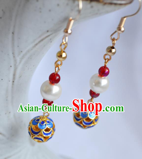 China Classical Cheongsam Ear Accessories Traditional Ming Dynasty Cloisonne Earrings China Classical Cheongsam Ear Accessories Traditional Ming Dynasty Cloisonne Earrings