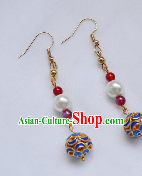 China Classical Cheongsam Ear Accessories Traditional Ming Dynasty Cloisonne Earrings China Classical Cheongsam Ear Accessories Traditional Ming Dynasty Cloisonne Earrings