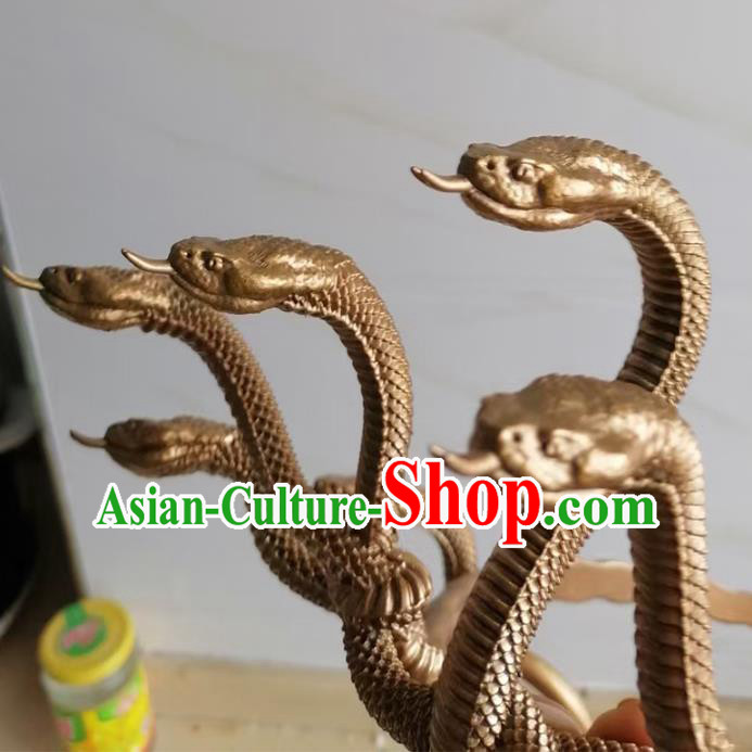 Chinese Ancient Drama Nine Heads Snake Monster Hair Clasp Handmade Golden Hair Crown Chinese Ancient Drama Nine Heads Snake Monster Hair Clasp Handmade Golden Hair Crown