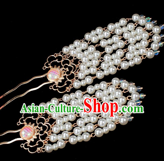 Chinese Traditional Hanfu Tassel Hair Stick Ancient Princess Scale Hairpin Chinese Traditional Hanfu Tassel Hair Stick Ancient Princess Scale Hairpin