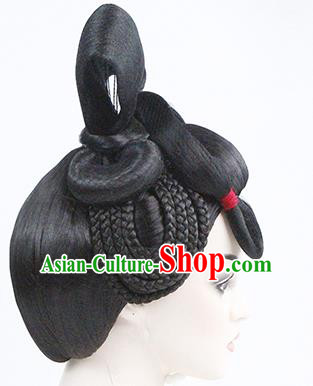 China Traditional Tang Dynasty Palace Lady Wigs Chignon Classical Dance Performance Headdress China Traditional Tang Dynasty Palace Lady Wigs Chignon Classical Dance Performance Headdress