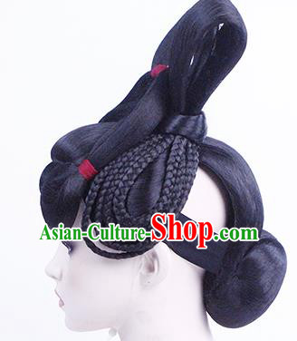 China Classical Dance Performance Headwear Traditional Tang Dynasty Imperial Concubine Wigs Chignon China Classical Dance Performance Headwear Traditional Tang Dynasty Imperial Concubine Wigs Chignon