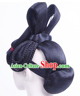 China Classical Dance Performance Headwear Traditional Tang Dynasty Imperial Concubine Wigs Chignon China Classical Dance Performance Headwear Traditional Tang Dynasty Imperial Concubine Wigs Chignon