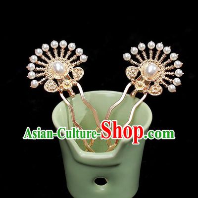 Chinese Traditional Cheongsam Hair Stick Ancient Princess Golden Hairpin Hair Accessories