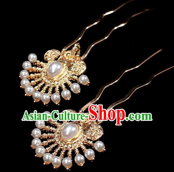 Chinese Traditional Cheongsam Hair Stick Ancient Princess Golden Hairpin Hair Accessories Chinese Traditional Cheongsam Hair Stick Ancient Princess Golden Hairpin Hair Accessories