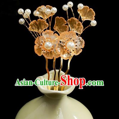 Chinese Ancient Princess Hair Accessories Traditional Hanfu Ginkgo Leaf Hair Comb