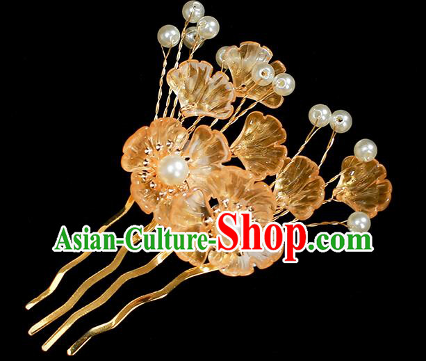 Chinese Ancient Princess Hair Accessories Traditional Hanfu Ginkgo Leaf Hair Comb Chinese Ancient Princess Hair Accessories Traditional Hanfu Ginkgo Leaf Hair Comb
