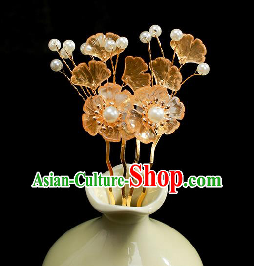 Chinese Ancient Princess Hair Accessories Traditional Hanfu Ginkgo Leaf Hair Comb Chinese Ancient Princess Hair Accessories Traditional Hanfu Ginkgo Leaf Hair Comb