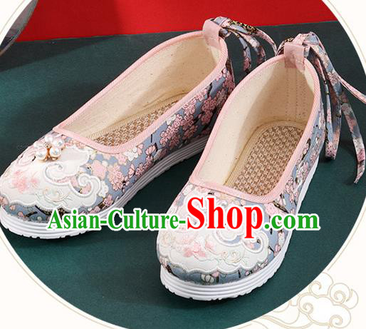 Chinese Traditional Folk Dance Shoes Classical Blue Cloth Shoes National Woman Shoes Chinese Traditional Folk Dance Shoes Classical Blue Cloth Shoes National Woman Shoes