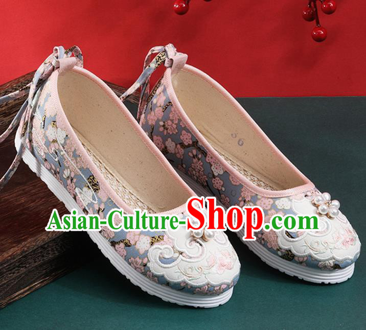 Chinese Traditional Folk Dance Shoes Classical Blue Cloth Shoes National Woman Shoes Chinese Traditional Folk Dance Shoes Classical Blue Cloth Shoes National Woman Shoes