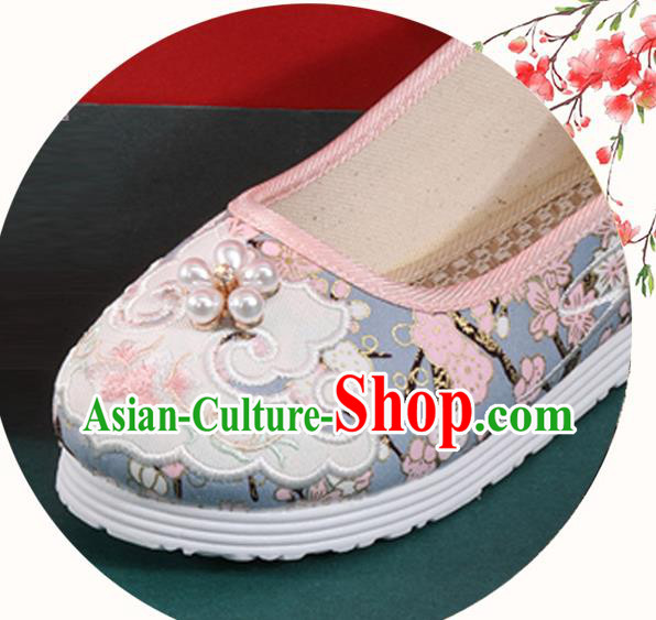 Chinese Traditional Folk Dance Shoes Classical Blue Cloth Shoes National Woman Shoes Chinese Traditional Folk Dance Shoes Classical Blue Cloth Shoes National Woman Shoes