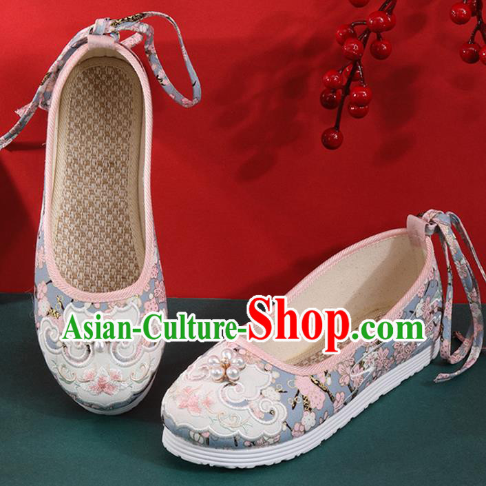 Chinese Traditional Folk Dance Shoes Classical Blue Cloth Shoes National Woman Shoes Chinese Traditional Folk Dance Shoes Classical Blue Cloth Shoes National Woman Shoes