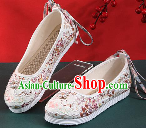 Chinese National Woman Shoes Traditional Folk Dance Shoes Classical White Cloth Shoes Chinese National Woman Shoes Traditional Folk Dance Shoes Classical White Cloth Shoes