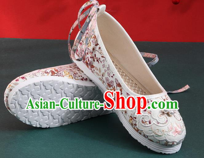 Chinese National Woman Shoes Traditional Folk Dance Shoes Classical White Cloth Shoes Chinese National Woman Shoes Traditional Folk Dance Shoes Classical White Cloth Shoes
