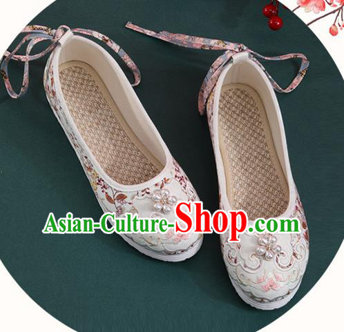 Chinese National Woman Shoes Traditional Folk Dance Shoes Classical White Cloth Shoes Chinese National Woman Shoes Traditional Folk Dance Shoes Classical White Cloth Shoes
