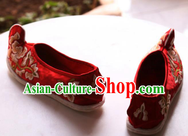 Chinese Traditional Wedding Shoes National Bride Shoes Embroidered Red Satin Shoes Chinese Traditional Wedding Shoes National Bride Shoes Embroidered Red Satin Shoes
