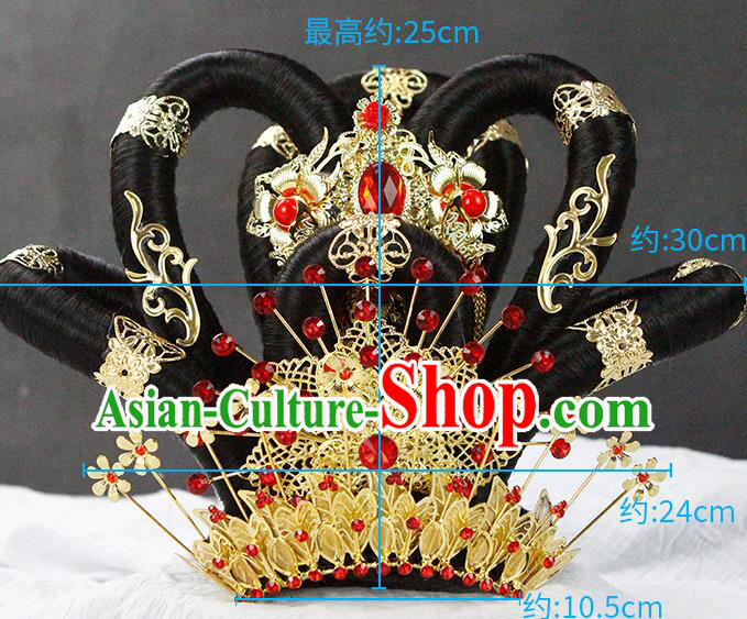 China Classical Fairy Dance Headwear Traditional Tang Dynasty Imperial Concubine Wigs Chignon Headpieces China Classical Fairy Dance Headwear Traditional Tang Dynasty Imperial Concubine Wigs Chignon Headpieces