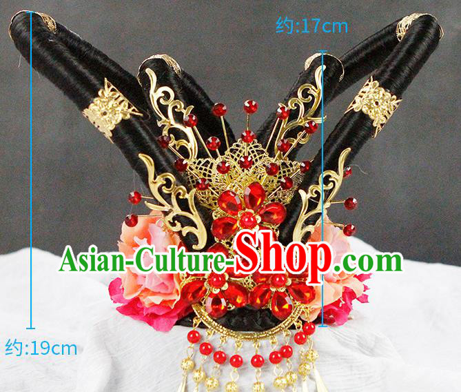 China Classical Flying Apsaras Dance Wigs Chignon Traditional Tang Dynasty Palace Lady Headwear China Classical Flying Apsaras Dance Wigs Chignon Traditional Tang Dynasty Palace Lady Headwear