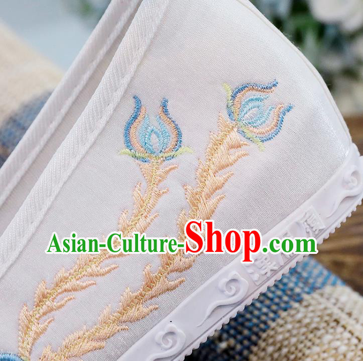Chinese Traditional Hanfu White Cloth Shoes Classical Dance Shoes National Embroidery Phoenix Shoes Chinese Traditional Hanfu White Cloth Shoes Classical Dance Shoes National Embroidery Phoenix Shoes