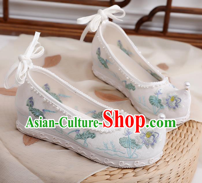 Chinese National Dance Shoes Classical Embroidery Lotus Shoes Traditional Woman Cloth Shoes Chinese National Dance Shoes Classical Embroidery Lotus Shoes Traditional Woman Cloth Shoes