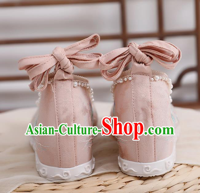 Chinese Traditional Woman Pink Cloth Shoes National Dance Shoes Classical Embroidery Lotus Shoes Chinese Traditional Woman Pink Cloth Shoes National Dance Shoes Classical Embroidery Lotus Shoes