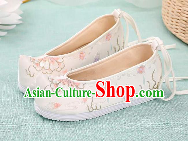 Chinese Classical Dance Shoes National Woman Embroidered Shoes Traditional Hanfu White Cloth Shoes Chinese Classical Dance Shoes National Woman Embroidered Shoes Traditional Hanfu White Cloth Shoes